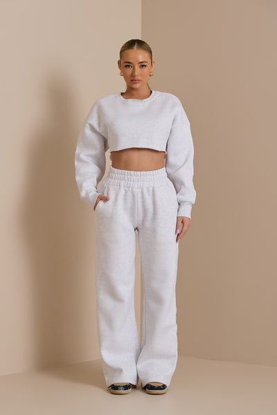 EVERYDAY LOUNGE CROP SWEAT | GREY MARL