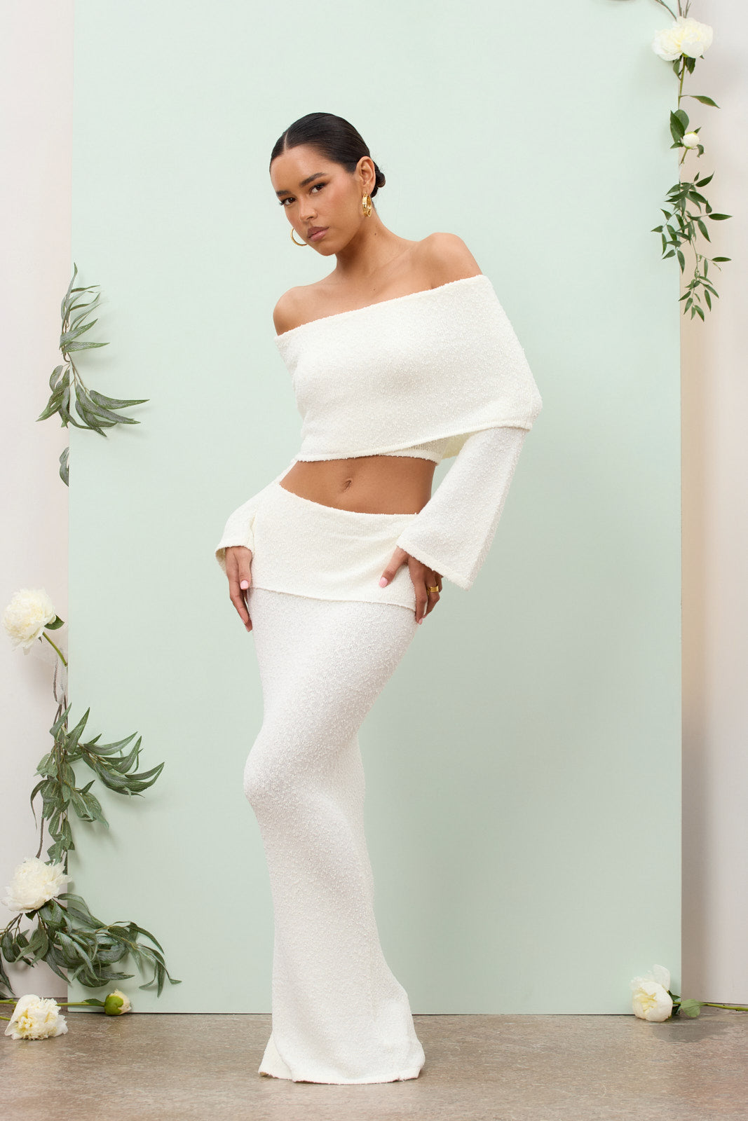 Yasmin Boucle Knit Coord | Cream