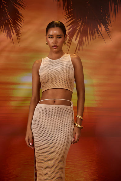 SOLSTICE CROCHET CO-ORD| SAND OMBRE