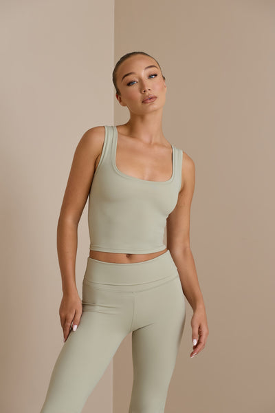 ELEVATED EVERYDAY SQUARE NECK CROP | MATCHA