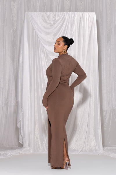 NARA HIGH NECK BODYSUIT | CHOCOLATE