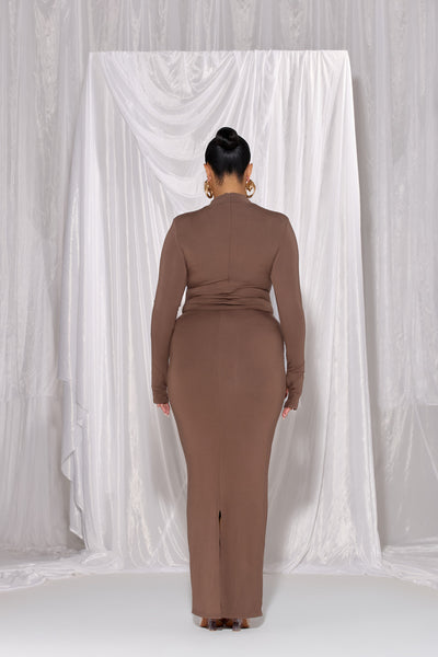 NARA DRAPE MAXI SKIRT | CHOCOLATE