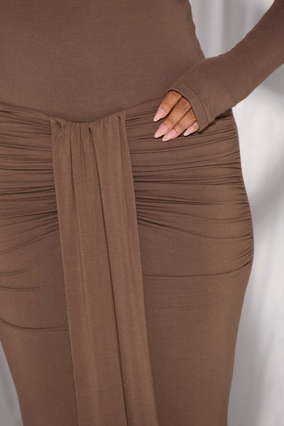 NARA DRAPE MAXI SKIRT | CHOCOLATE - DISPATCH 27/11