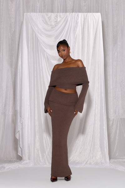 YASMIN BOUCLE KNIT CO-ORD | CHOCOLATE