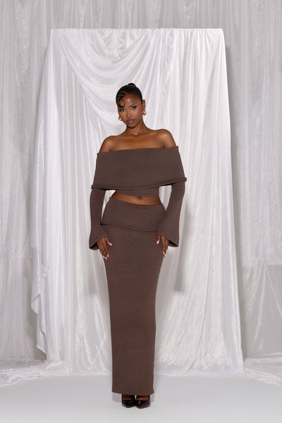 YASMIN BOUCLE KNIT CO-ORD | CHOCOLATE