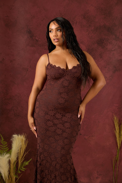 LEAH LACE DRESS | CHOCOLATE