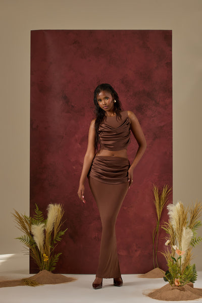 COLE SATIN CO-ORD | CHOCOLATE