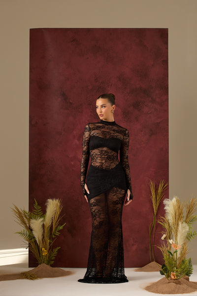 BRITNEY LACE BODYSUIT | BLACK