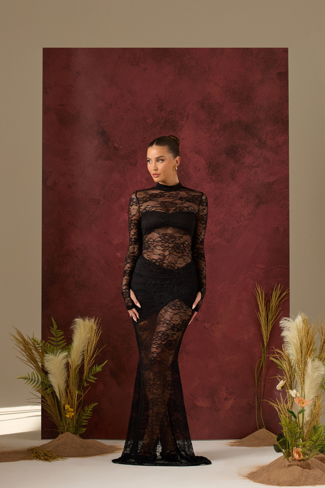 BRITNEY LACE MAXI SKIRT | BLACK