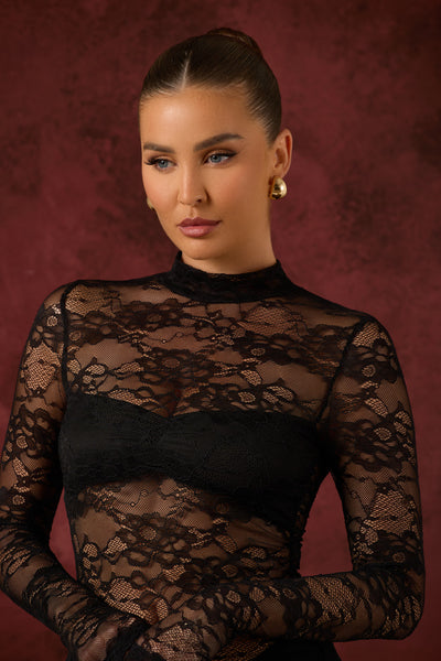 BRITNEY LACE BODYSUIT | BLACK