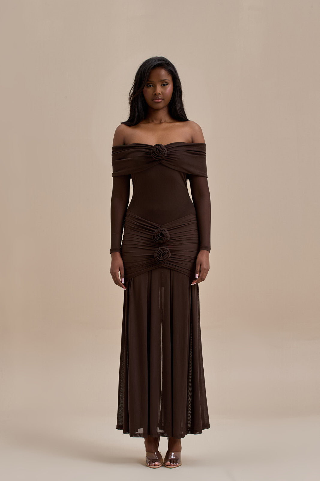 VIVIENNE BARDOT MAXI DRESS | CHOCOLATE