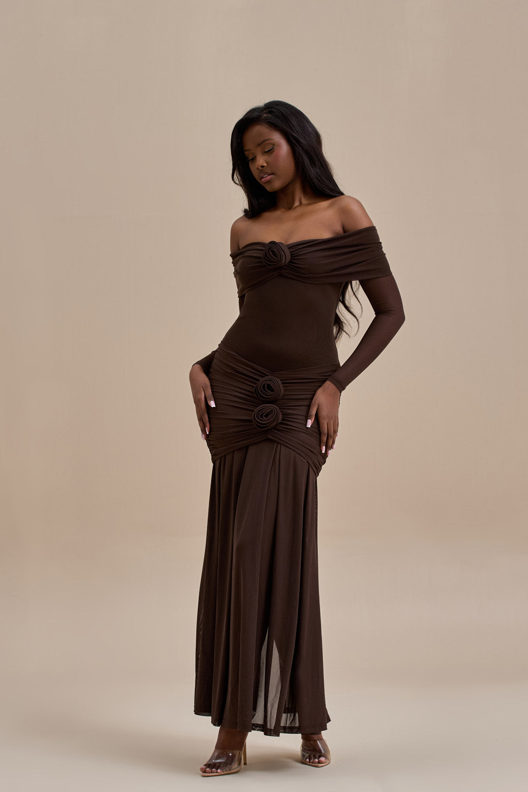 VIVIENNE BARDOT MAXI DRESS | CHOCOLATE