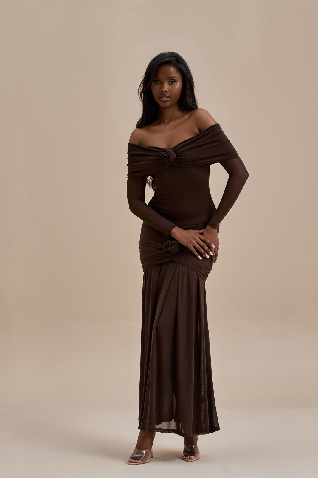 VIVIENNE BARDOT MAXI DRESS | CHOCOLATE