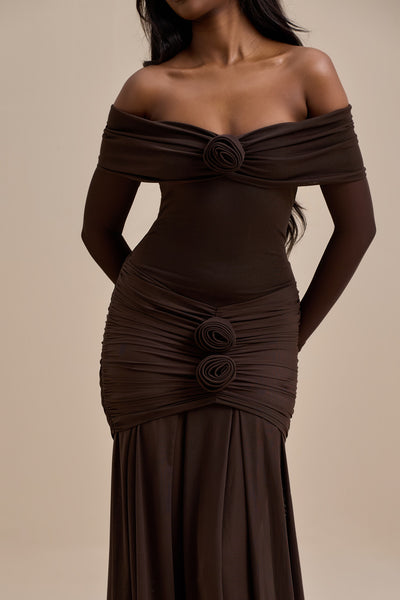 VIVIENNE BARDOT MAXI DRESS | CHOCOLATE