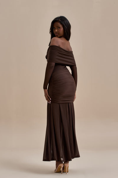 VIVIENNE BARDOT MAXI DRESS | CHOCOLATE