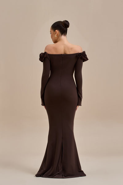 AINSLEIGH BARDOT ROSE MAXI DRESS | CHOC