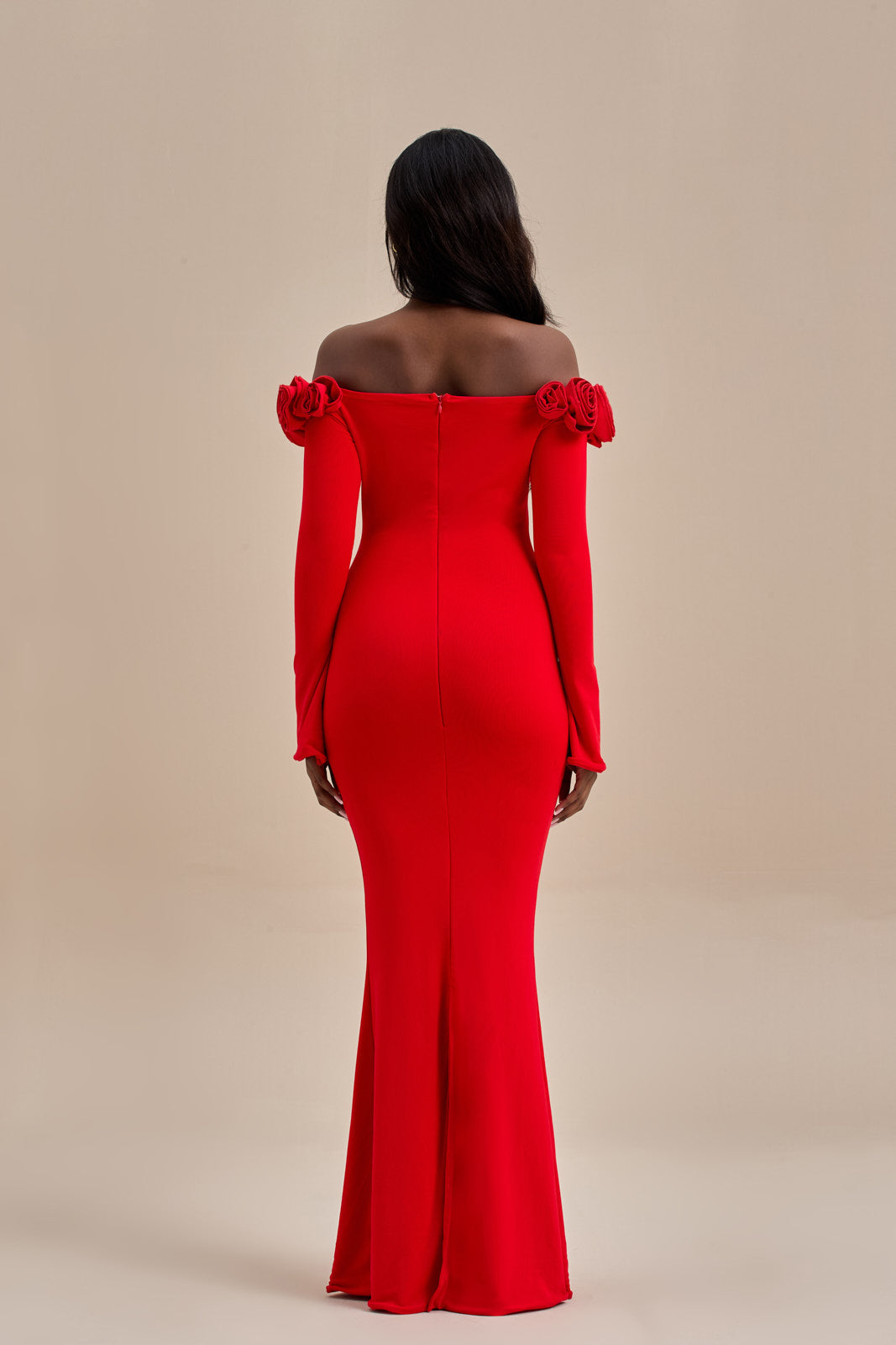 AINSLEIGH BARDOT ROSE MAXI DRESS | RED