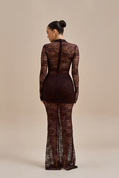 BRITNEY LACE BODYSUIT | CHOCOLATE