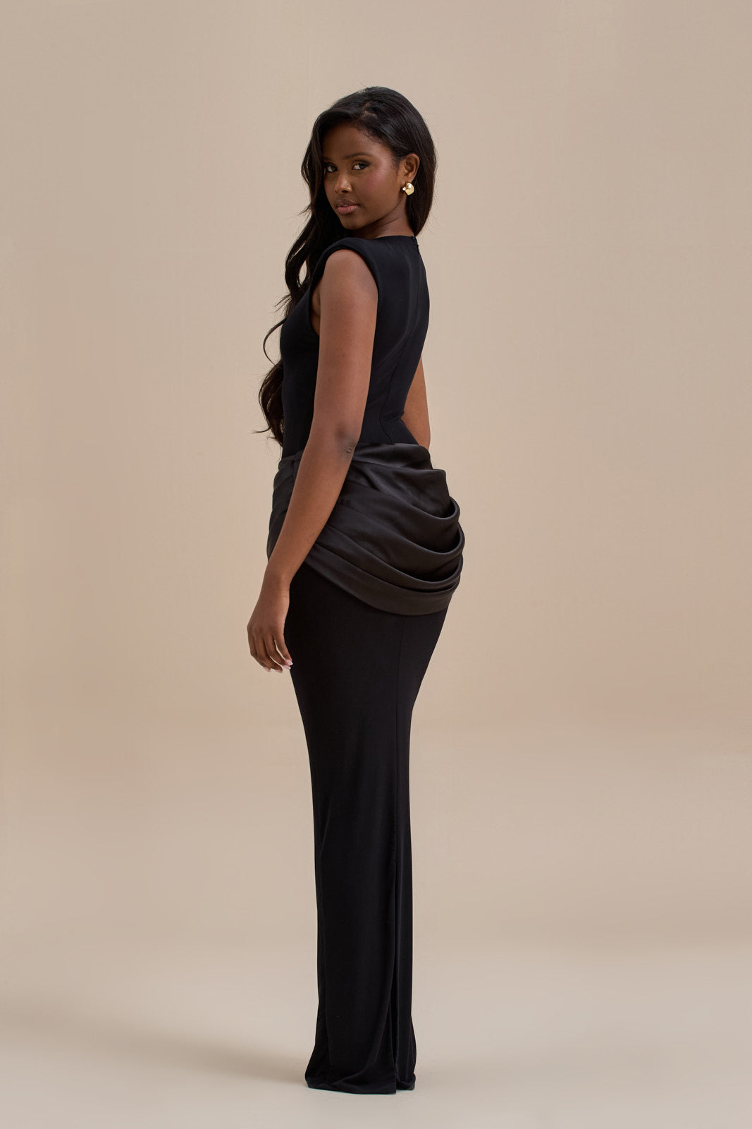 EMAN SATIN MAXI DRESS | BLACK