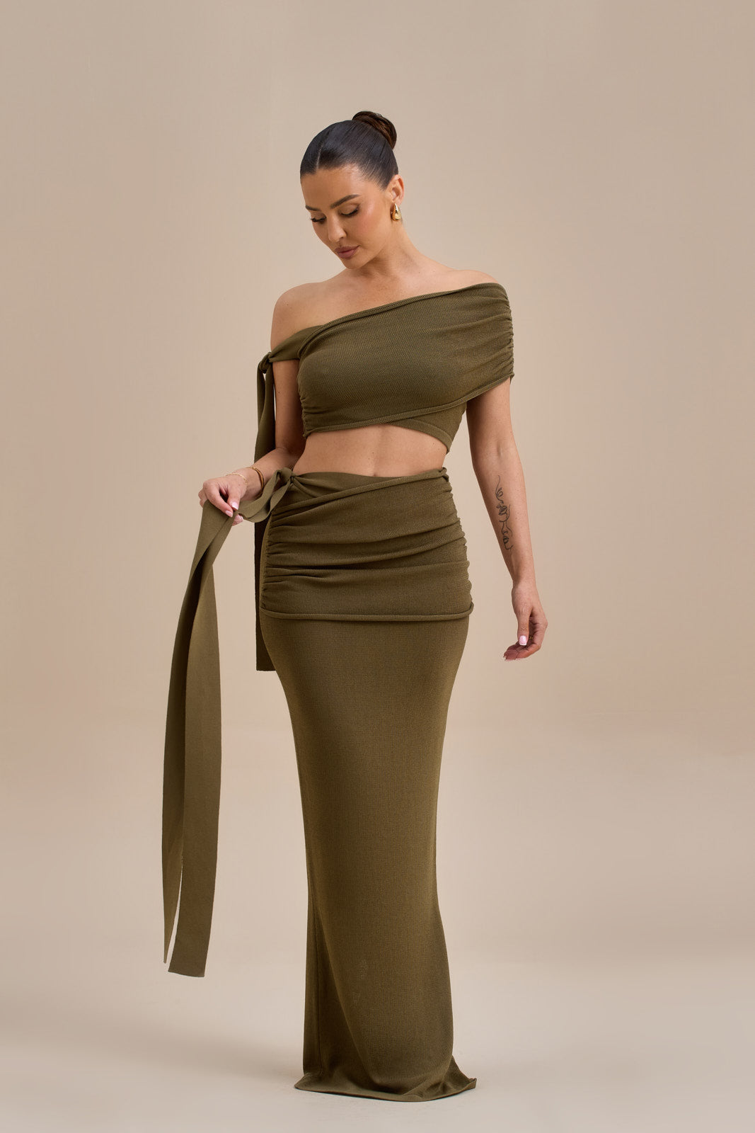 LOIS KNIT CO ORD | KHAKI