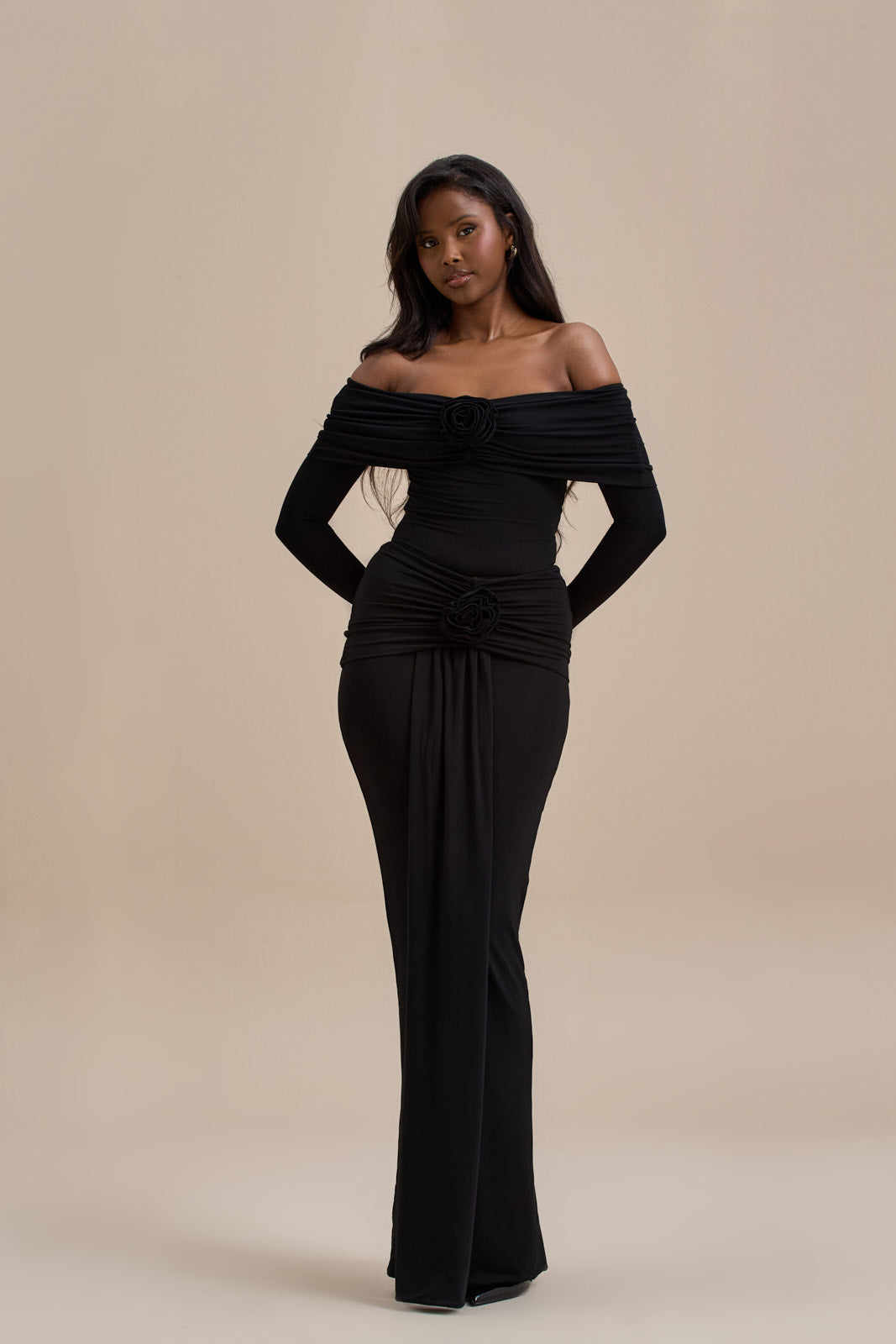 BELLE DRAPE MAXI SKIRT | BLACK