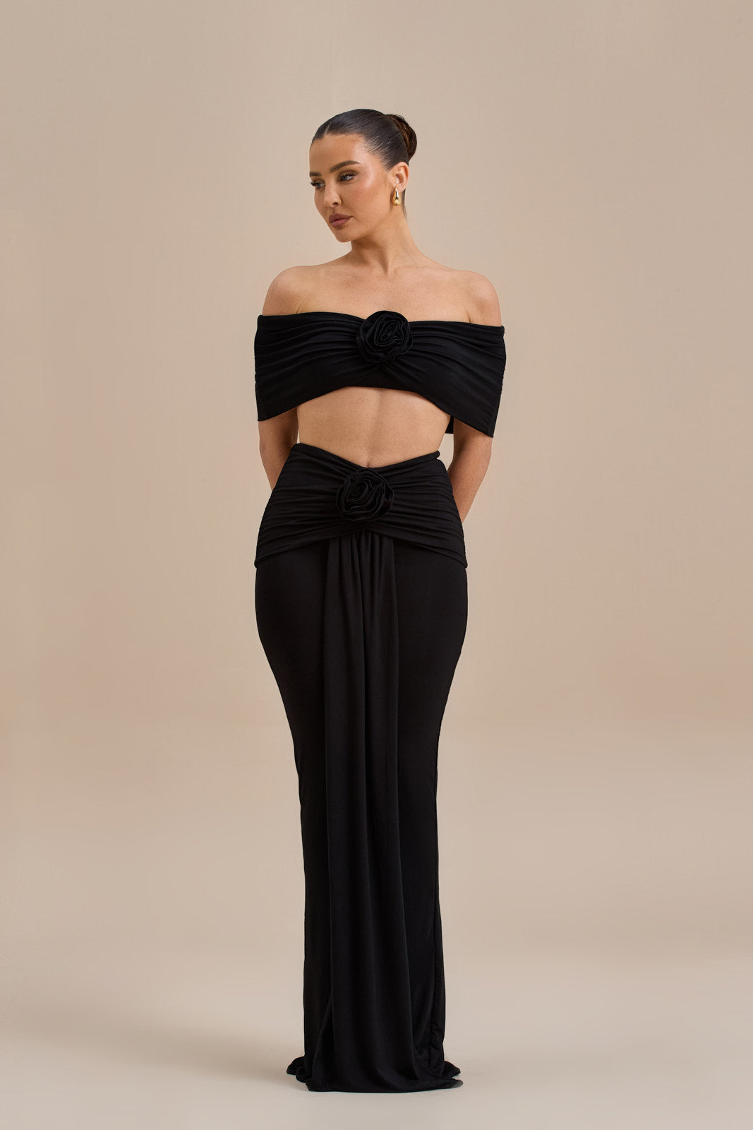 BELLE DRAPE MAXI SKIRT | BLACK