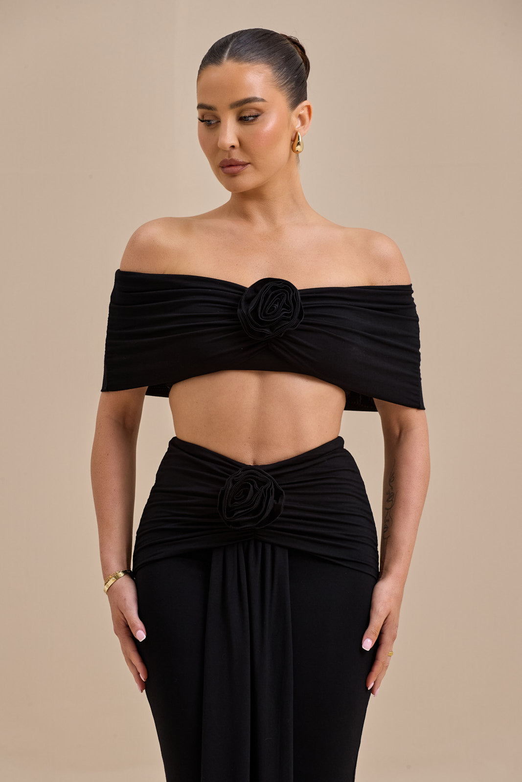 BELLE BARDOT CROP TOP | BLACK