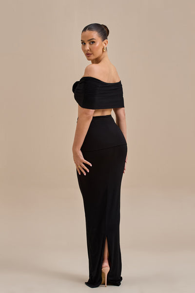 BELLE DRAPE MAXI SKIRT | BLACK