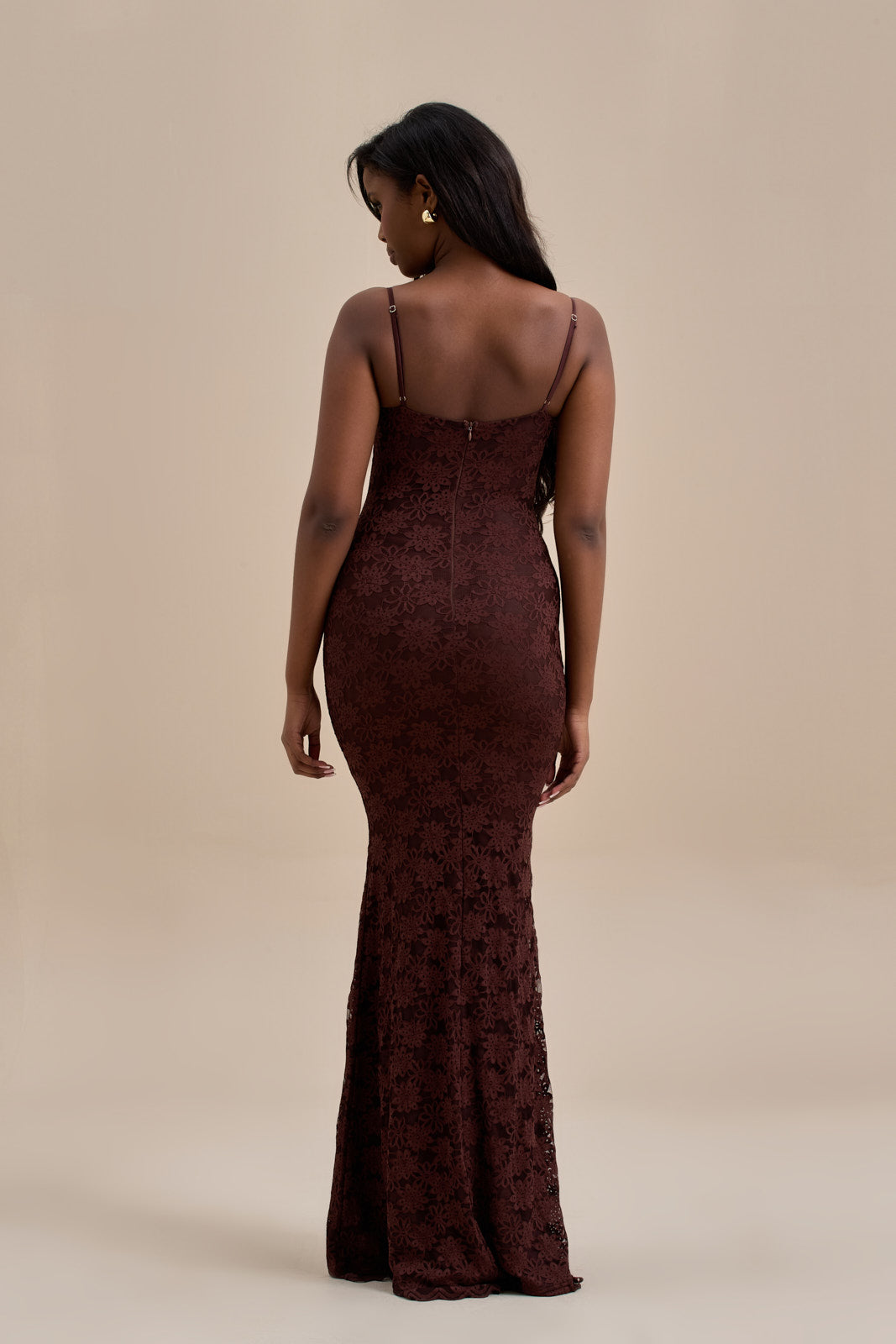 LEAH LACE MAXI DRESS | CHOCOLATE