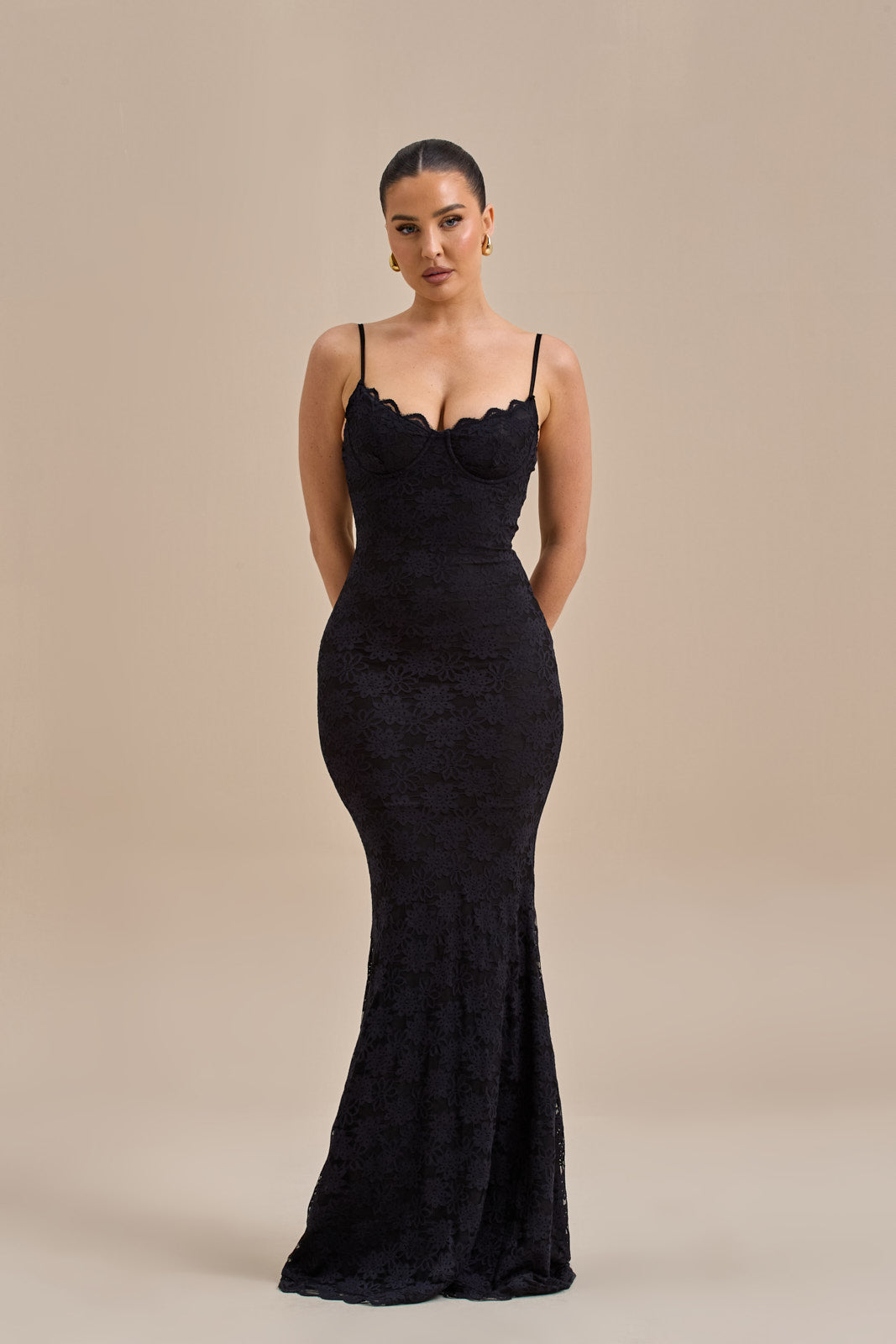 LEAH LACE MAXI DRESS | BLACK