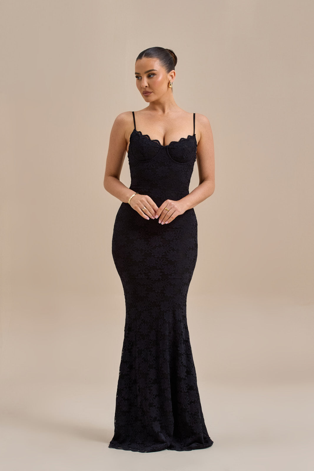 LEAH LACE MAXI DRESS | BLACK