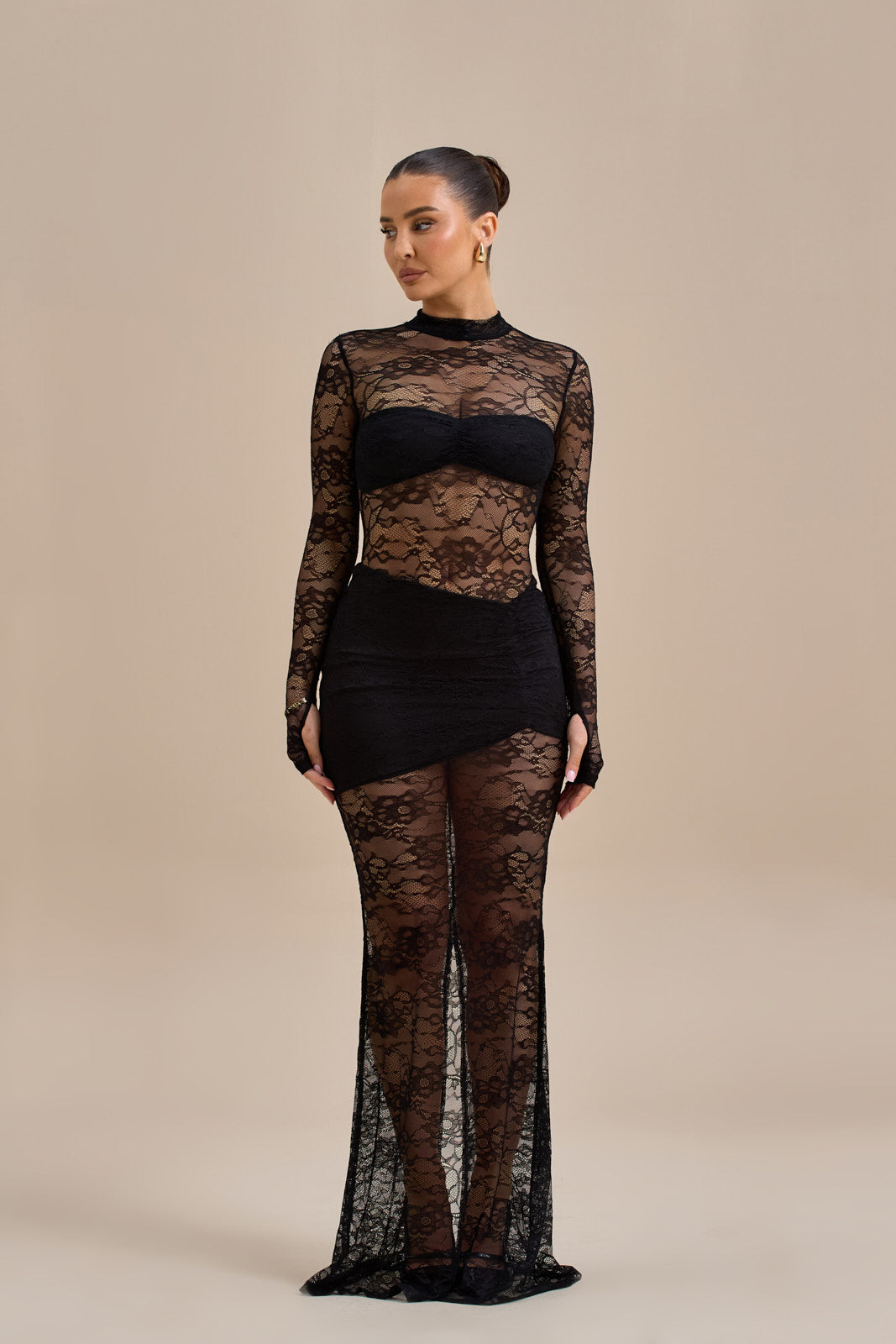 BRITNEY LACE MAXI SKIRT | BLACK