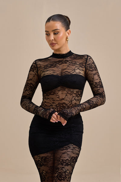 BRITNEY LACE BODYSUIT | BLACK