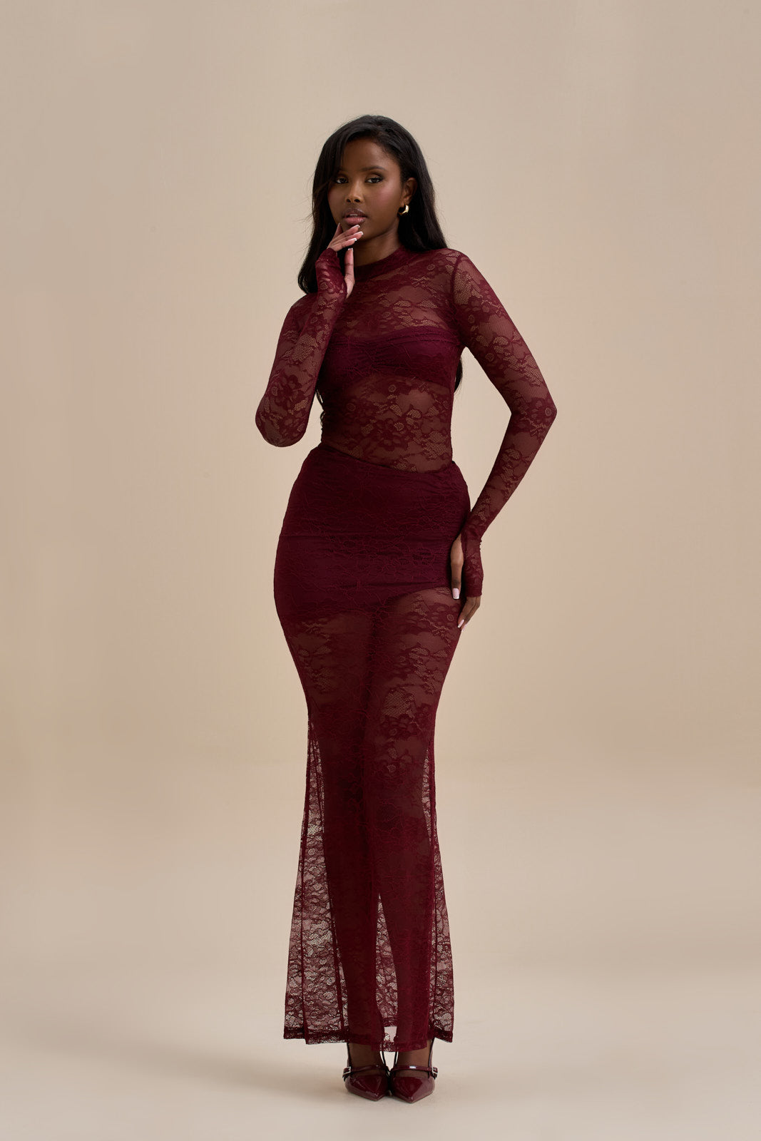 BRITNEY LACE SKIRT | WINE