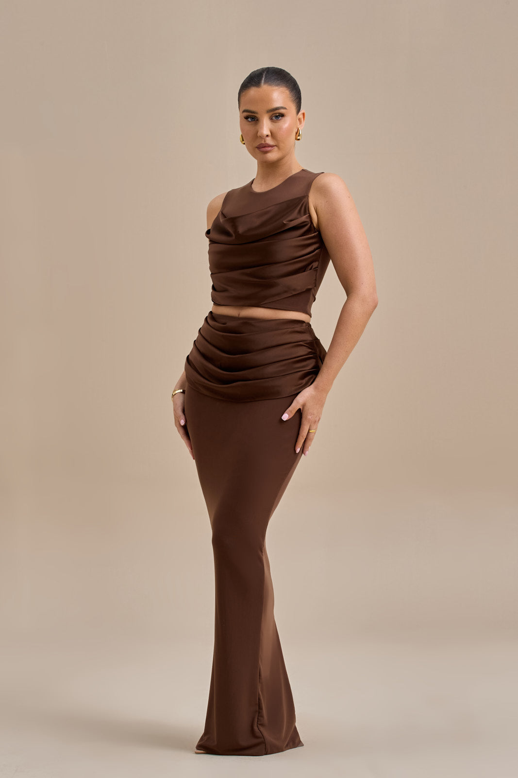 COLE SATIN CO-ORD | CHOCOLATE