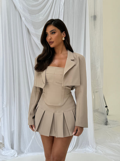 GABRIELLA CROP BLAZER | TAUPE